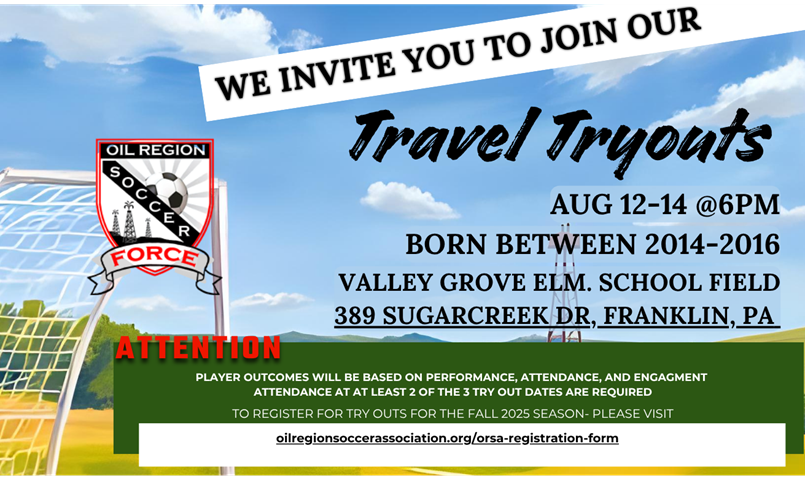 2025 Fall Travel Tryouts